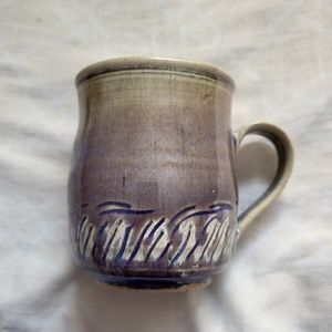 Handcrafted Purple & Gray Art Pottery Mug